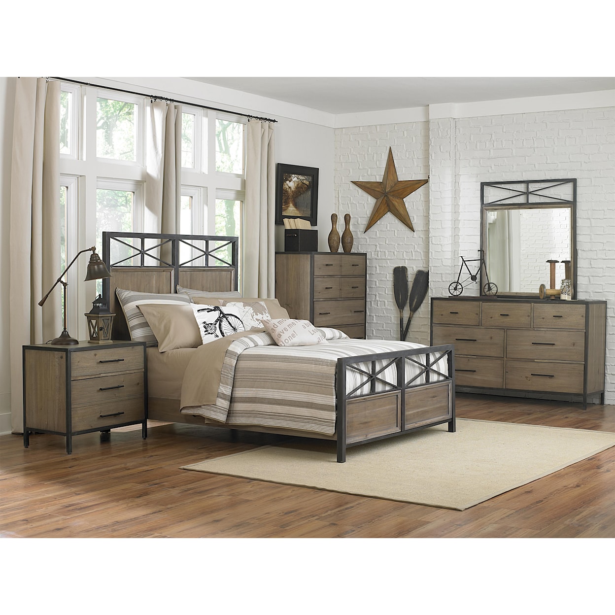 Next Generation by Magnussen Bailey Full Metal &Wood Panel Bed