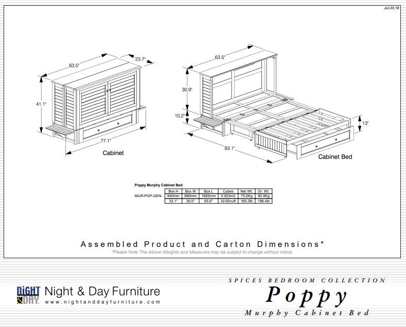 Night & Day Furniture Murphy Cabinet Beds Queen Murphy Cabinet Bed