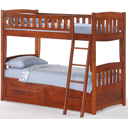 Cinnamon Twin Bunk Bed with Storage Drawers