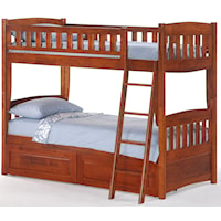 Cinnamon Twin Bunk Bed with Storage Drawers