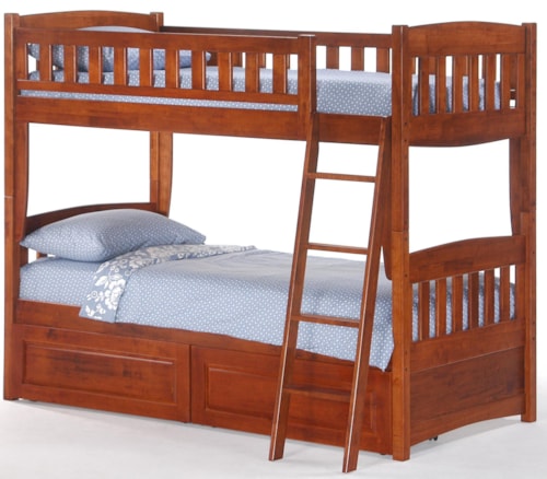 Cinnamon Twin Bunk Bed with Storage Drawers