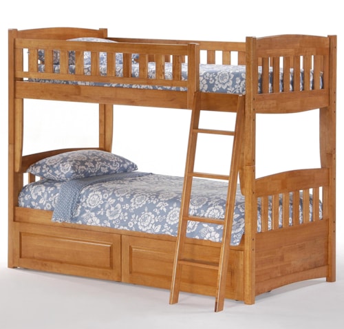 Cinnamon Twin Bunk Bed with Storage Drawers