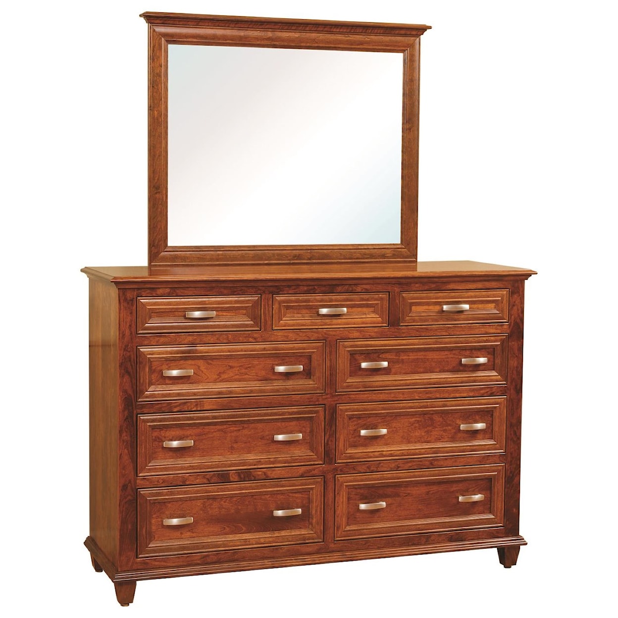 Nisley Cabinet Rosedale 9 Drawer Mule Dresser & Mirror