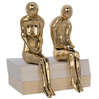 Irao Couple Statue, Large, Brass