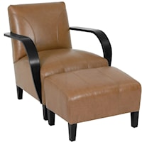 Contemporary Chair and Ottoman With Tapered Block Feet