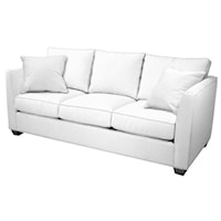 Contemporary 3 Seater Sofa with Sloped Track Arm and Exposed Wood Block Feet