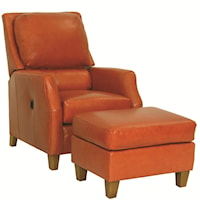 Transitional Ottoman And Pressback Chair With Track Arms