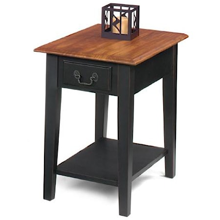 Rectangular End Table with Single Drawer and Bottom Shelf