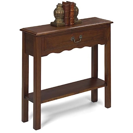 Rectangular Petite Console Table with Single Drawer, and Bottom Shelf