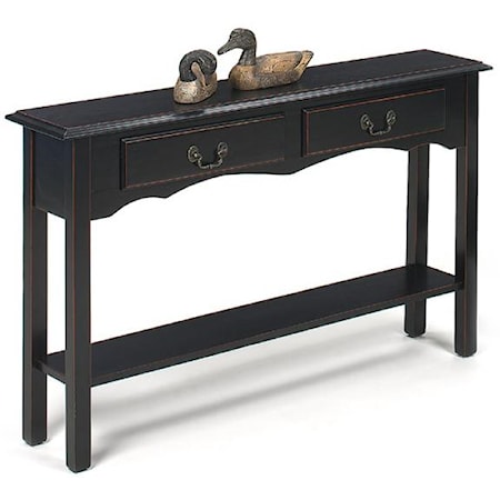 Petite Extra Long Console with 2 Drawers and Bottom Shelf