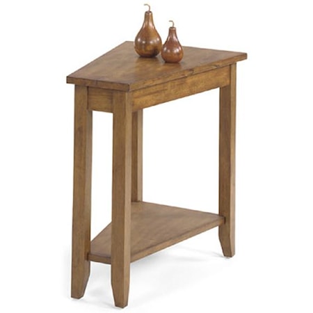 Wedge End Table with Bottom Shelf and Tall, Tapered Legs