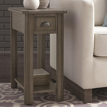 Chairside End Table with Drawer and Shelf