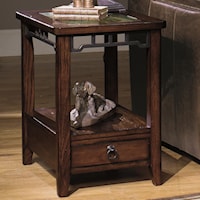 Rectangular End Table with Inset Stone Top