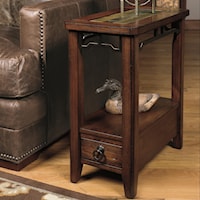 Chairside End Table with Inset Stone Top