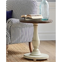 Round Pedestal End Table in Stone/Harbor Two-Tone Finish