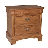 2-Drawer Nightstand with Bracket Feet and 1 Hidden Drawer