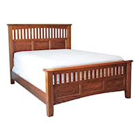 Queen Bed with Panel Headboard and Footboard with Slats