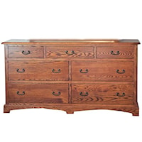 Triple Dresser with 7 Drawers and Bracket Feet