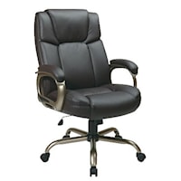 Executive Big Man's Office Chair with Espresso Eco Leather Seat and Back