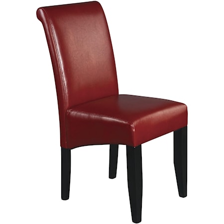 Crimson Red Finish Eco Leather Side Chair