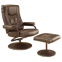 Brown Swivel Recliner and Ottoman