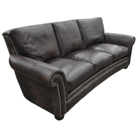 Rolled Arm Leather Sofa