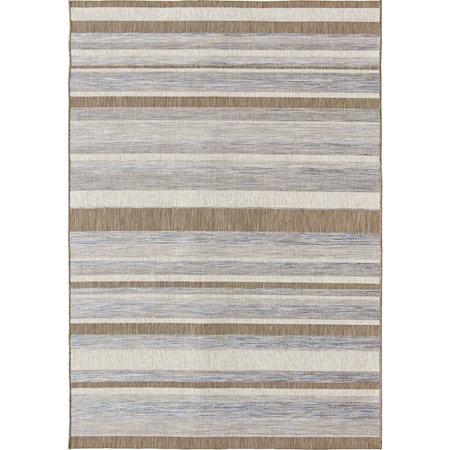 Casual stripe mink/raw blue 5'1" x 7'6" Rug