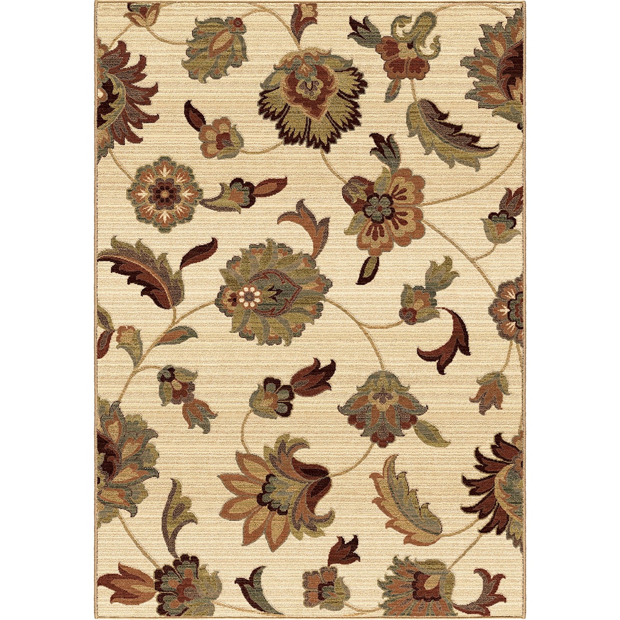 Orian Rugs Elegant Revival Frazier Beige White 5'3" x 7'6" Rug