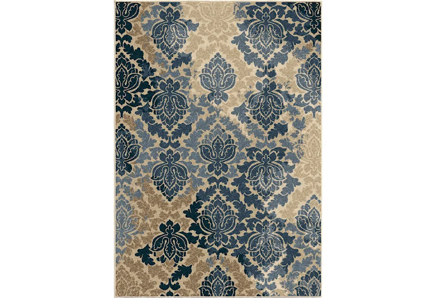 Four Seasons Allover Damask Liberty Blue 7'8" x 10'10" Ru by Orian Rugs at Mueller Furniture