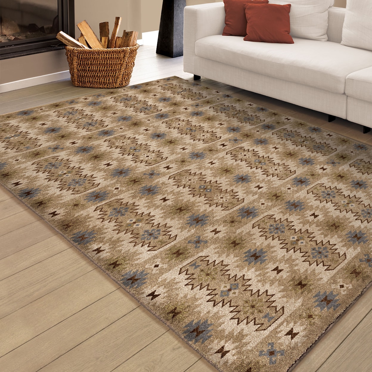 Orian Rugs Radiance Kashgai Beige 5'3" x 7'6" Rug