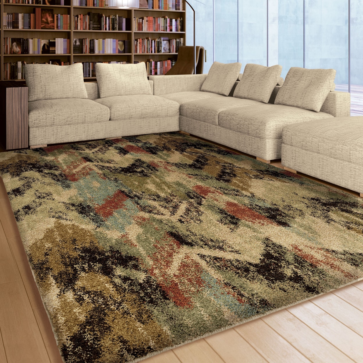 Orian Rugs Wild Weave Distressed Chevron Multi Bisque 7'10" x 10'1