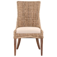 Greco Woven Wicker Dining Chair with Upholstered Seat