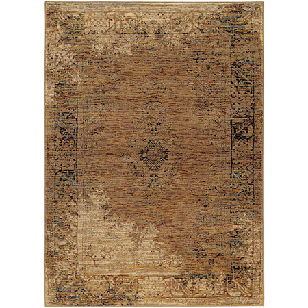 6' 7" X  9' 6" Casual Gold/ Brown Rectangle Rug