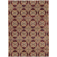 5' 3" X  7' 3" Casual Red/ Gold Rectangle Rug