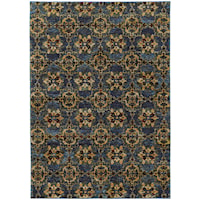 5' 3" X  7' 3" Casual Blue/ Gold Rectangle Rug