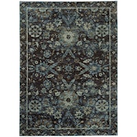 5' 3" X  7' 3" Casual Navy/ Blue Rectangle Rug