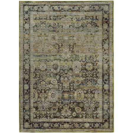 5' 3" X  7' 3" Casual Green/ Brown Rectangle Rug