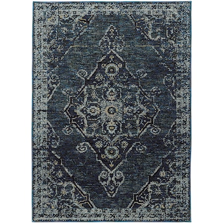 5' 3" X  7' 3" Casual Blue/ Blue Rectangle Rug