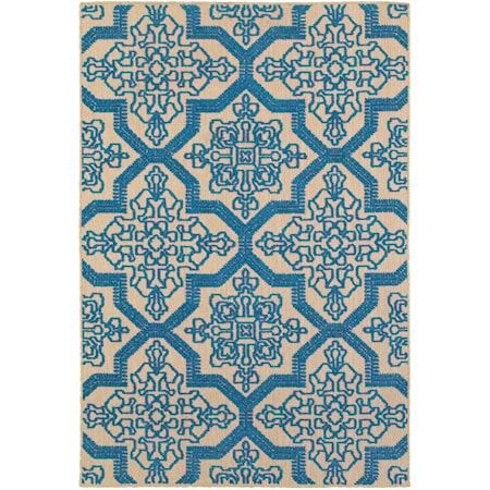 3'10" X  5' 5" Outdoor Sand/ Blue Rectangle 