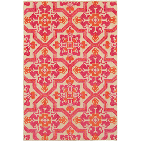 5' 3" X  7' 6" Outdoor Sand/ Pink Rectangle 