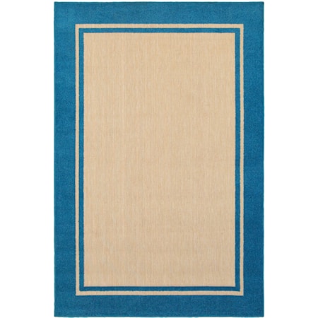 3'10" X  5' 5" Outdoor Sand/ Blue Rectangle 