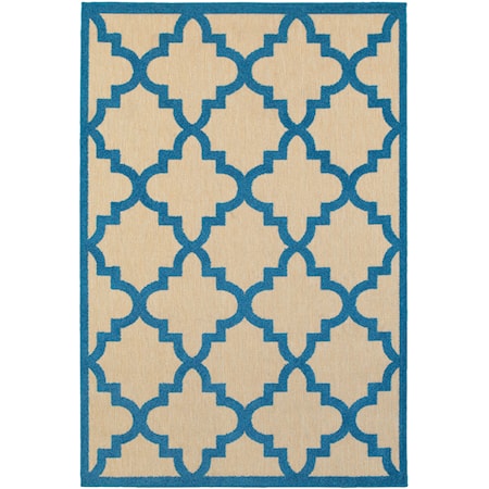 3'10" X  5' 5" Outdoor Sand/ Blue Rectangle 