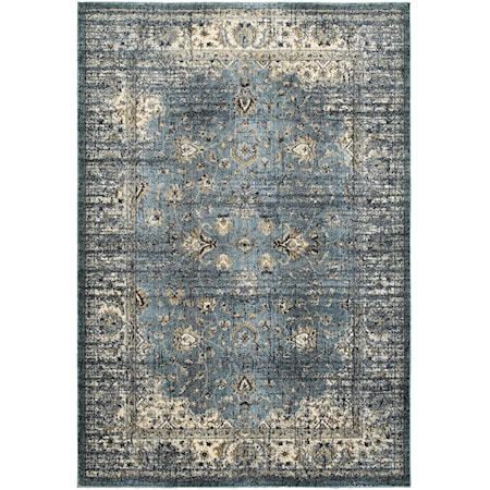 3'10" X  5' 5" Traditional Blue/ Ivory Recta