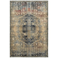 9'10" X 12'10" Traditional Gold/ Blue Rectangle Rug