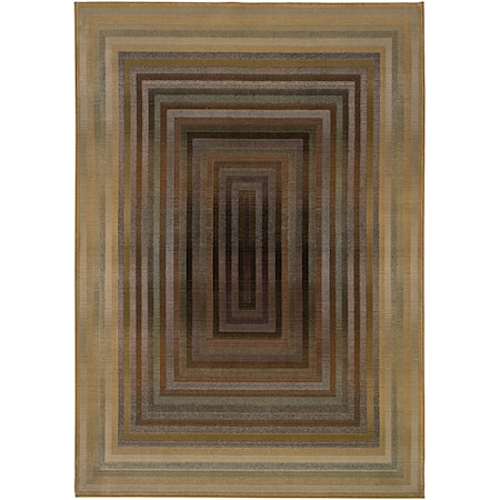 8' Contemporary Beige/ Green Square Rug