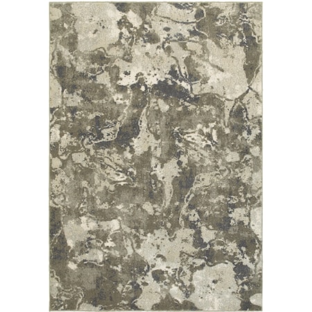 3'10" X  5' 5" Contemporary Grey/ Ivory Rect