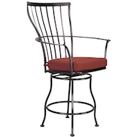 Swivel Bar Stool with Arms and a Seat Cushion
