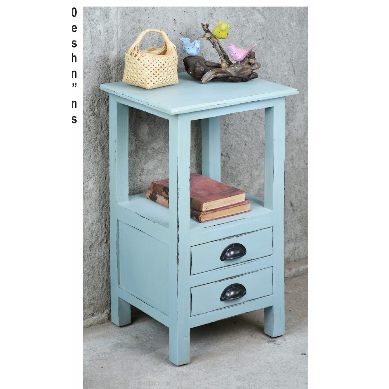Pacific Paladin Imports Occ Tables and Consoles Blue 2 Door End Table