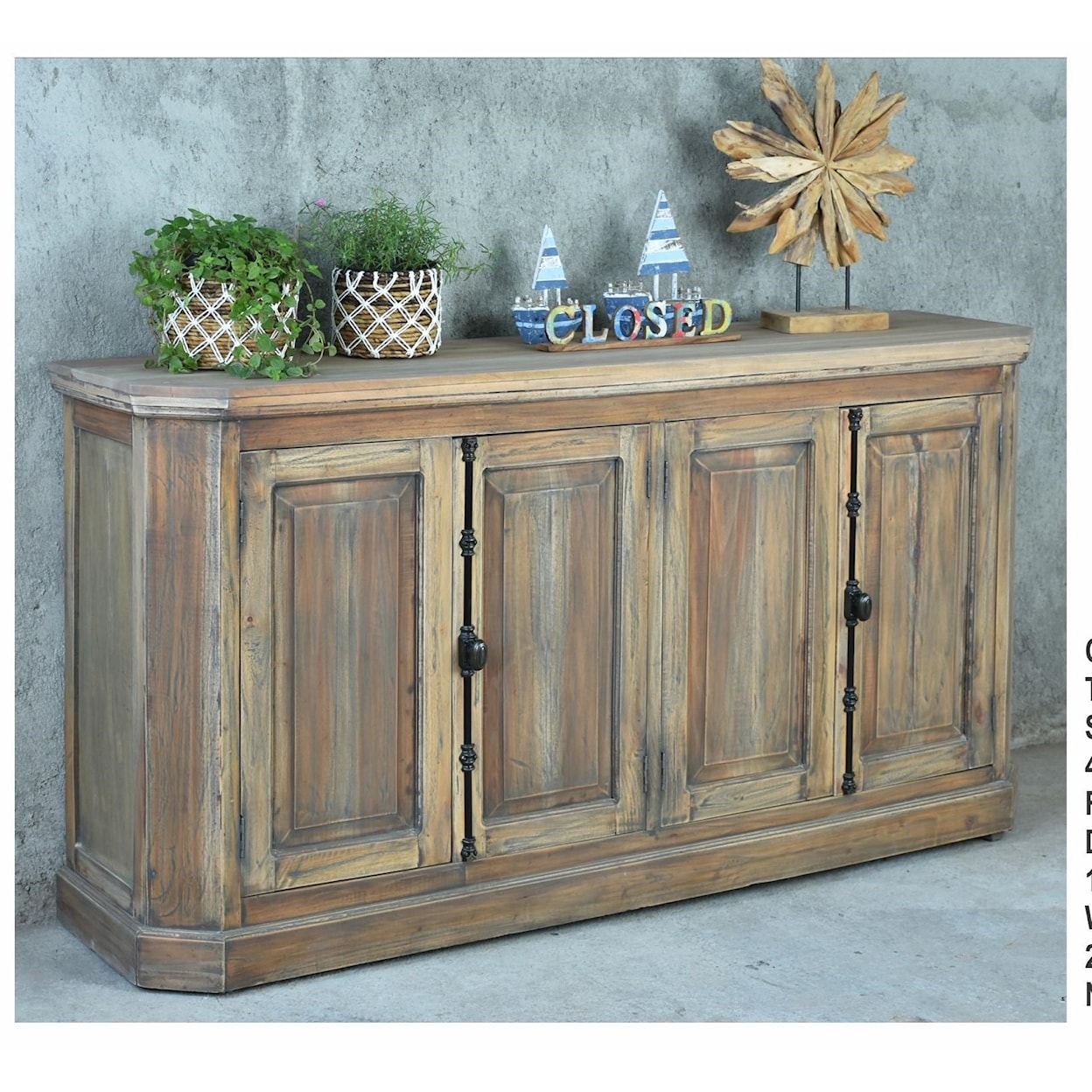 Pacific Paladin Imports Sideboard and Cabinets Driftwood Sideboard