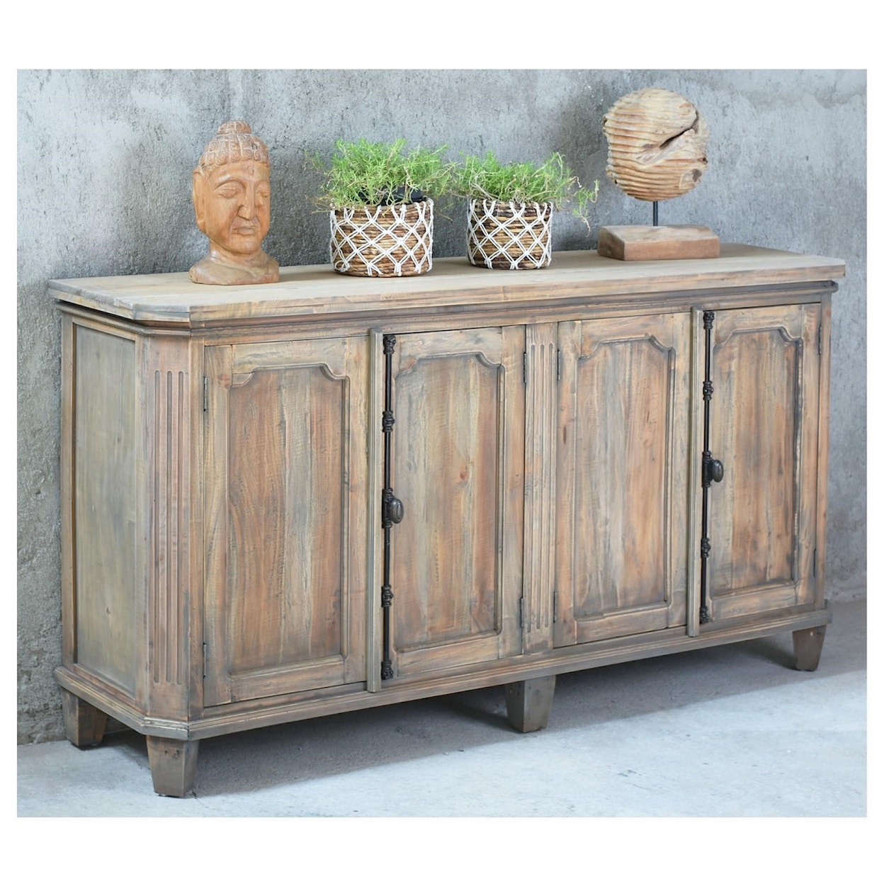 Pacific Paladin Imports Sideboard and Cabinets Raised Panel Credenza